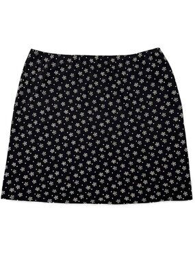 Lands' End A-Line Skirt Plus 2X Black Floral Pull-On Elastic Waist NWT